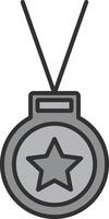 medaglia linea pieno leggero icona vettore