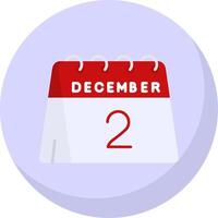 2 ° di dicembre glifo piatto bolla icona vettore