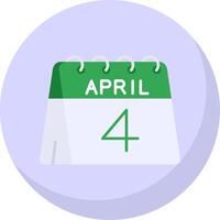 4 ° di aprile glifo piatto bolla icona vettore