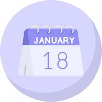18 ° di gennaio glifo piatto bolla icona vettore