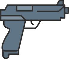 pistola linea pieno leggero icona vettore