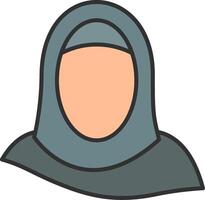 hijab linea pieno leggero icona vettore