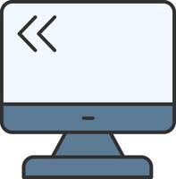 monitor linea pieno leggero icona vettore