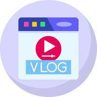 video blog glifo piatto bolla icona vettore