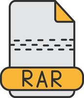 rar linea pieno leggero icona vettore