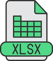 xlsx linea pieno leggero icona vettore