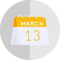 13 ° di marzo piatto scala icona vettore