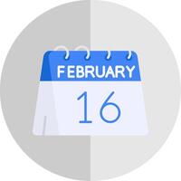 16 ° di febbraio piatto scala icona vettore