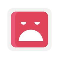emoji rosso quadrato icona faccina triste vettore