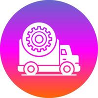 camion riparazione glifo pendenza cerchio icona vettore