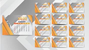 modello di calendario mensile per l'anno 2022. la settimana inizia di domenica. calendario da parete in stile minimalista. vettore