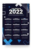 modello di calendario mensile per l'anno 2022. la settimana inizia di domenica. calendario da parete in stile minimalista. vettore