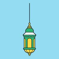 verde e giallo leggero lanterna per illustrazione vettore icona relazionato islamico eid giorno.