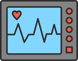 ecg macchina linea pieno leggero icona vettore