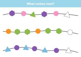 che cosa arriva Il prossimo figure. educativo logico gioco per bambini. completare il sequenza. educativo logico gioco per bambini. vettore