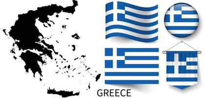 carta geografica di Grecia e il vario bandiere di Grecia vettore
