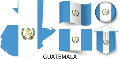 il vario modelli di il Guatemala nazionale bandiere e il carta geografica di il Guatemala frontiere vettore