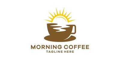 mattina caffè logo disegno, logo design modello, simbolo idea. vettore