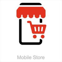 mobile memorizzare e e-commerce icona concetto vettore