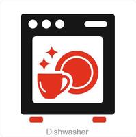 lavastoviglie e piatto icona concetto vettore
