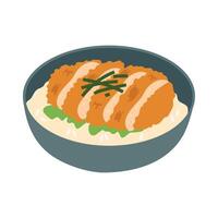 giapponese cibo pollo Katsu don illustrazione vettore