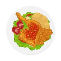 speziato fracassato pollo o ayam geprek vettore illustrazione logo