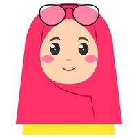 carino etichetta di donna nel hijab, arte illustrazione vettore