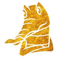 mano disegnato oro Foglio struttura femmina alligatore cartone animato carattere. vettore illustrazione.