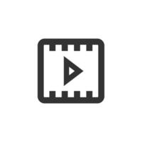 video file formato icona nel di spessore schema stile. nero e bianca monocromatico vettore illustrazione.