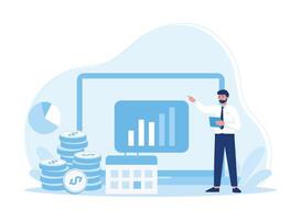 un investitore monitor il crescita di il rapporto grafico concetto piatto illustrazione vettore