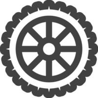 motociclo pneumatico icona nel di spessore schema stile. nero e bianca monocromatico vettore illustrazione.
