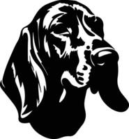 nero e abbronzatura coonhound silhouette ritratto vettore
