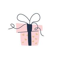 vettore illustrazione di rosa regalo scatola con nastro e cuori modello. isolato elemento su un' bianca sfondo. design per San Valentino giorno, compleanno e altro