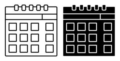 carta parete calendario icona. marcatura giorni di il settimana, mesi su calendario. semplice nero e bianca vettore
