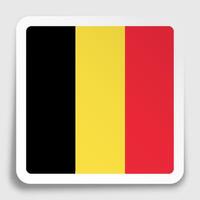 Belgio bandiera icona su carta piazza etichetta con ombra. pulsante per mobile applicazione o ragnatela. vettore