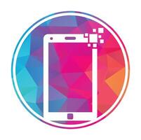 mobile pixel logo design vettore illustrazione.