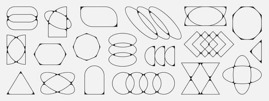 y2k montatura collezione. minimalista lineare cornici, archi, elementi, geometrico forme e Linee. estetico montatura per manifesto disegno, vettore impostato nel moderno stile