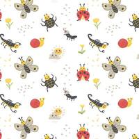 carino signora insetto e ragno, lumaca insetti sfondo. vettore illustrazione può Usato per involucro carta, tessile, estate decorazione, sfondi.