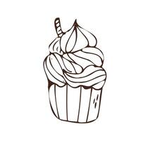 scarabocchio Cupcake con biscotto - dolce cibo icona isolato. vettore illustrazione può Usato per forno sfondo, invito carta, manifesto, tessile, striscione, saluto carta, invito carta, forno design