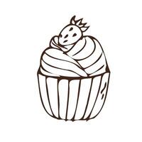 scarabocchio Cupcake o focaccina con bacca - dolce cibo icona isolato. vettore illustrazione può Usato per forno sfondo, invito carta, manifesto, tessile, striscione, saluto carta, invito carta, forno