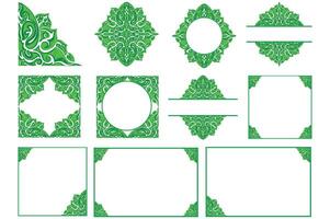 impostato di verde ornamento telaio confine vettore design per decorazione