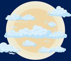 nuvole e scena di luna piena vettore