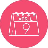 9 ° di aprile lineare cerchio multicolore design icona vettore