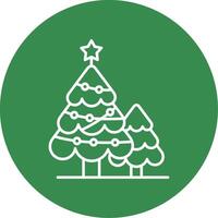 Natale albero lineare cerchio multicolore design icona vettore