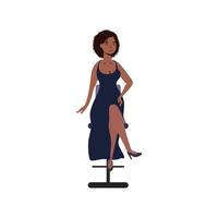nero avatar donna cartone animato su sedia disegno vettoriale