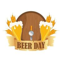 bicchieri e canna con disegno vettoriale del nastro del giorno della birra