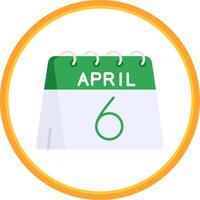 6 ° di aprile piatto cerchio uni icona vettore