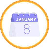 8 ° di gennaio piatto cerchio uni icona vettore