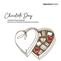 terzo giorno di San Valentino settimana, cioccolato giorno, 09 febbraio, sociale media vettore creativo linea arte