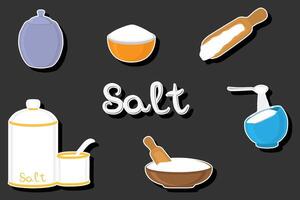 illustrazione su tema grande impostato diverso tipi merce pieno sale per biologico cucinando vettore